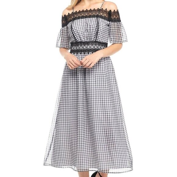 Nanette Lepore Cold Should Gingham Midi Dress Black size 2 - Picture 1 of 8